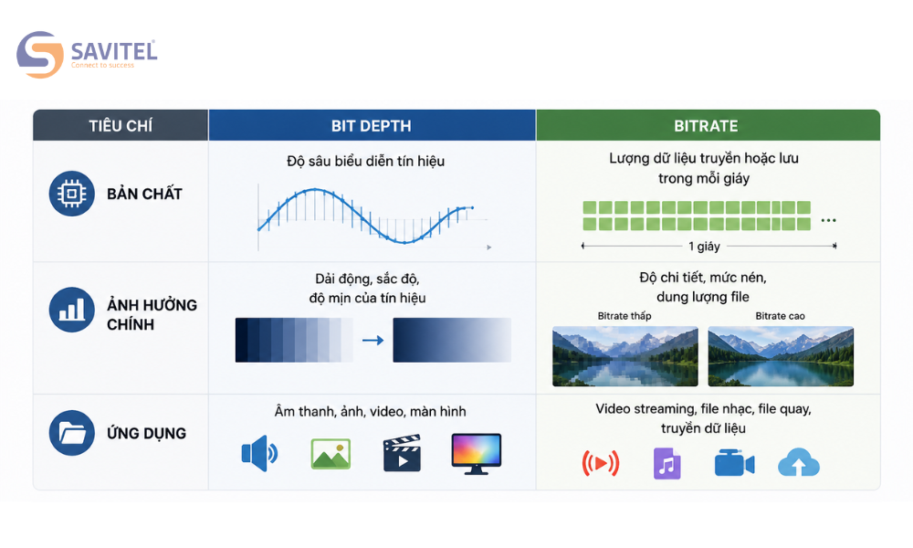 So sánh Bit Depth & Bitrate