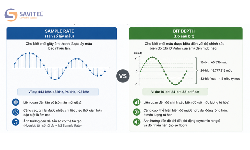 So sánh Bit Depth & Sample Rate
