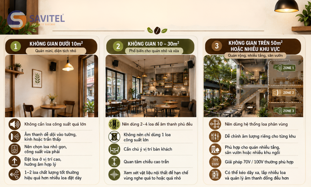 Chọn loa cho quán cà phê theo diện tích và công suất