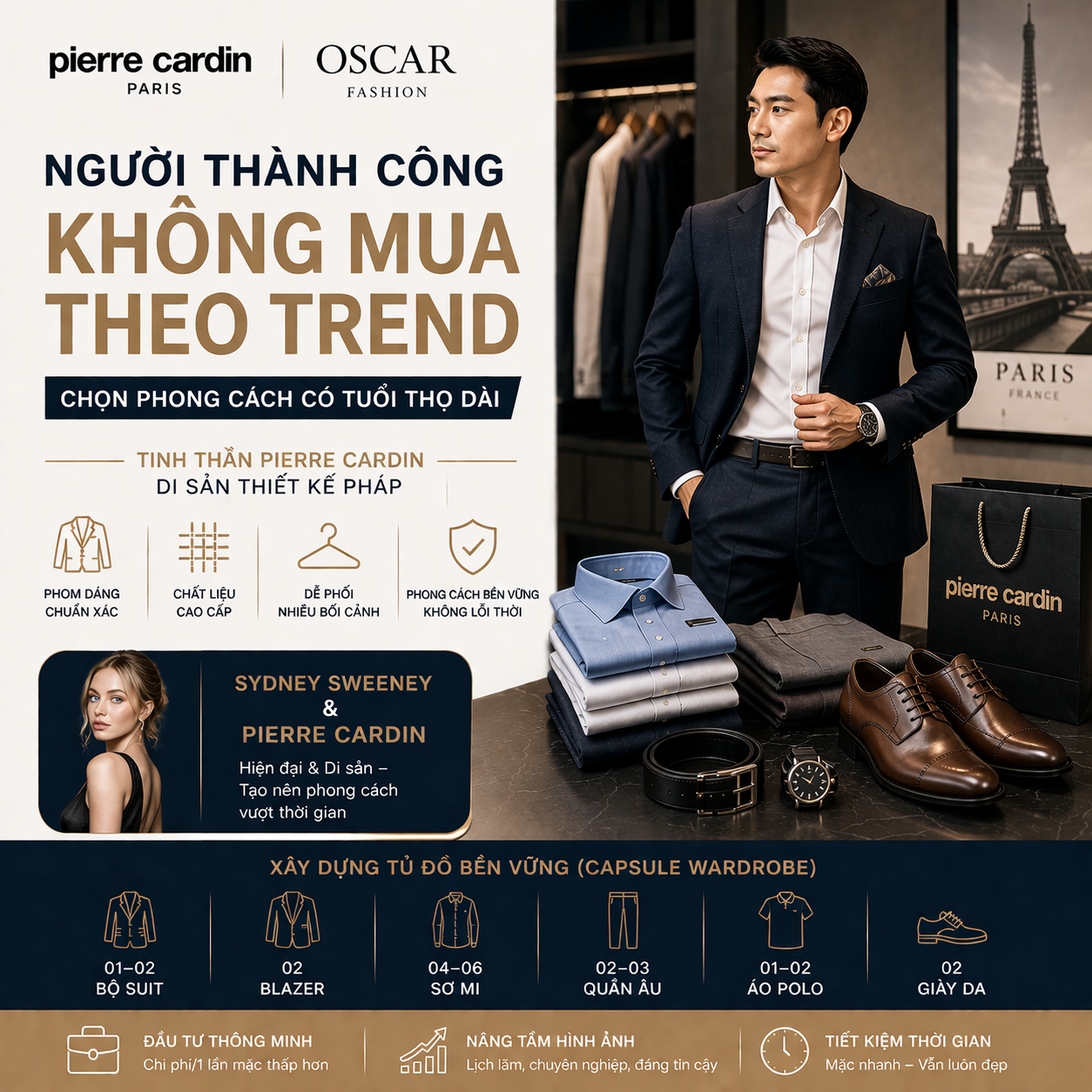 Sydney Sweeney & Pierre Cardin: Người Thành Công Không Mua Theo Trend