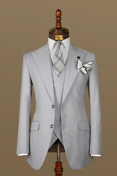 Vest xám nhạt 2 nút