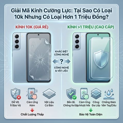 Giải Mã Kính Cường Lực: Tại Sao Có Loại 10k Nhưng Có Loại Hơn 1 Triệu Đồng?