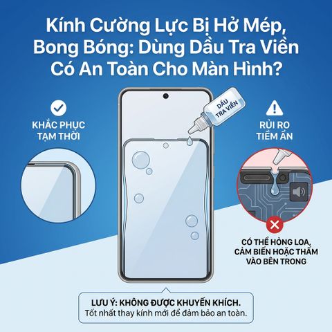 Kính Cường Lực Bị Hở Mép, Bong Bóng: Dùng Dầu Tra Viền Có An Toàn Cho Màn Hình?