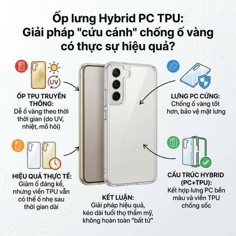 Ốp lưng Hybrid PC TPU: Giải pháp 'cứu cánh' chống ố vàng có thực sự hiệu quả?