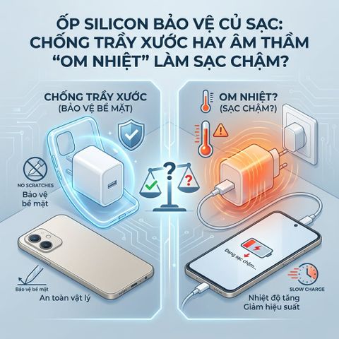 Ốp Silicon Bảo Vệ Củ Sạc: Chống Trầy Xước Hay Âm Thầm 'Om Nhiệt' Làm Sạc Chậm?