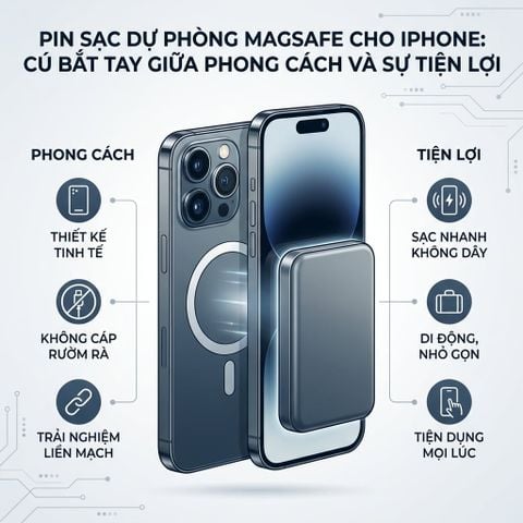 Pin Sạc Dự Phòng MagSafe Cho iPhone: Cú Bắt Tay Giữa Phong Cách Và Sự Tiện Lợi