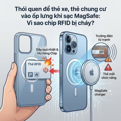 Thói quen để thẻ xe, thẻ chung cư vào ốp lưng khi sạc MagSafe: Vì sao chip RFID bị cháy?