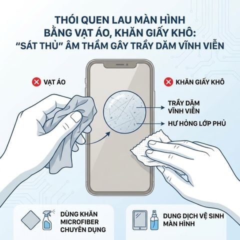 Thói Quen Lau Màn Hình Bằng Vạt Áo, Khăn Giấy Khô: 'Sát Thủ' Âm Thầm Gây Trầy Dăm Vĩnh Viễn