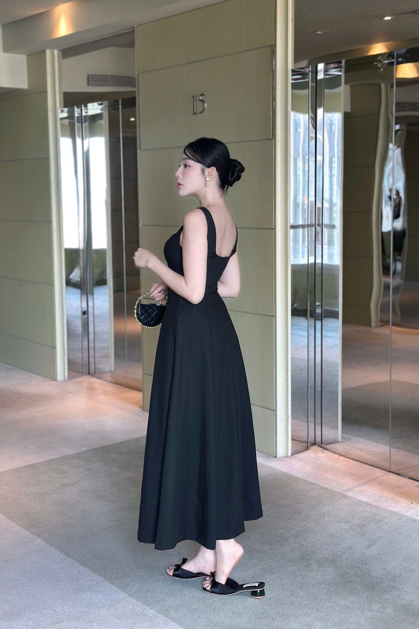 đầm maxi xếp ly