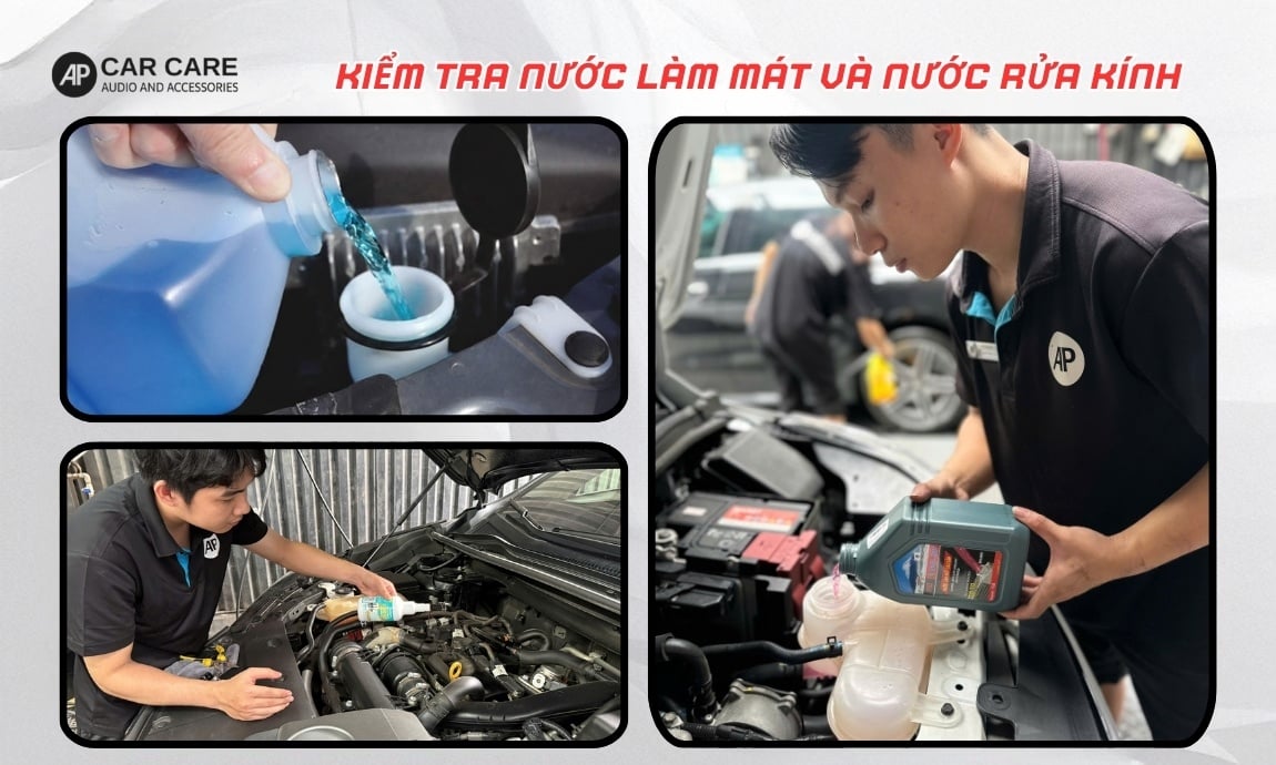 Kiểm tra và bổ sung thêm nước làm mát, nước rửa kính khi xe ô tô đi được 1 vạn km