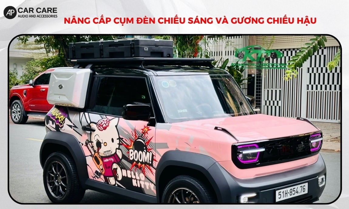 nâng cấp đèn chiều sáng vf3 màu hồng độ