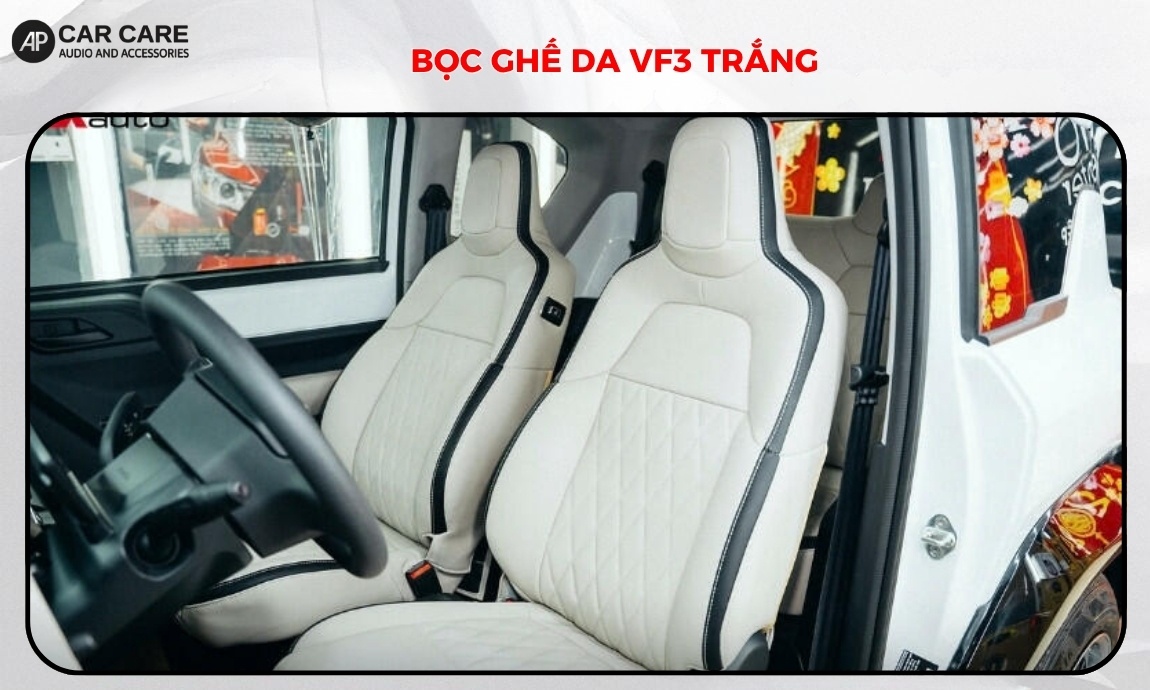 Bọc ghế da VF3 trắng