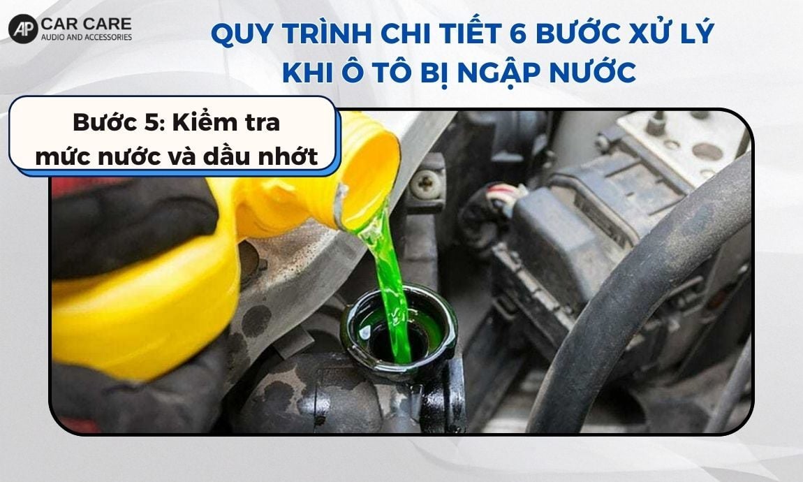 Bước 5 kiểm tra nhanh mức nước và tình trạng dầu nhớt động cơ