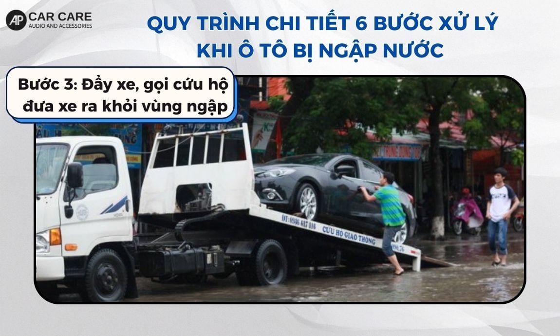 Bước 3 đẩy xe hoặc gọi cứu hộ đưa xe ra khỏi vùng ngập