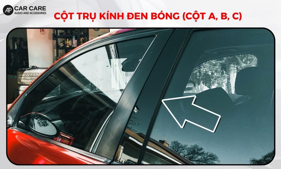 Cột trụ kính đen bóng vị trí nên dán PPF ô tô
