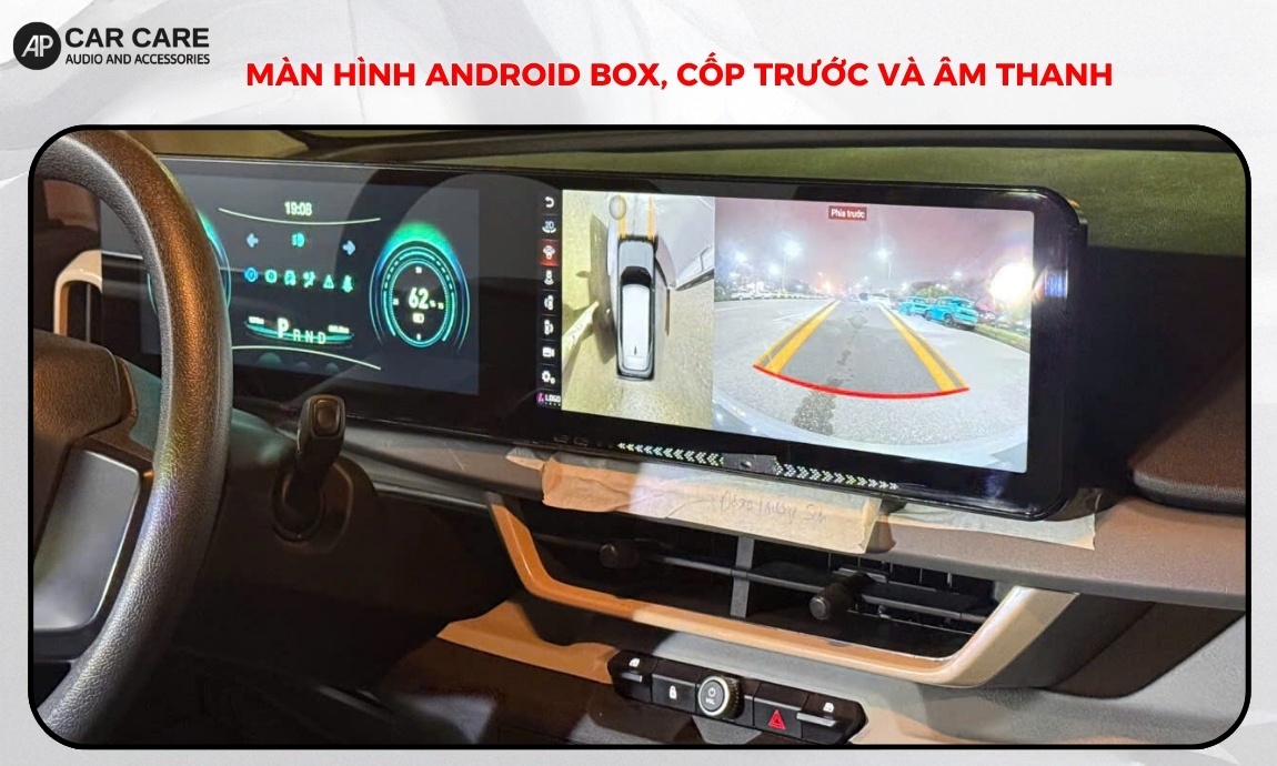 Màn hình Android Box, cốp trước và âm thanh VF3 trắng