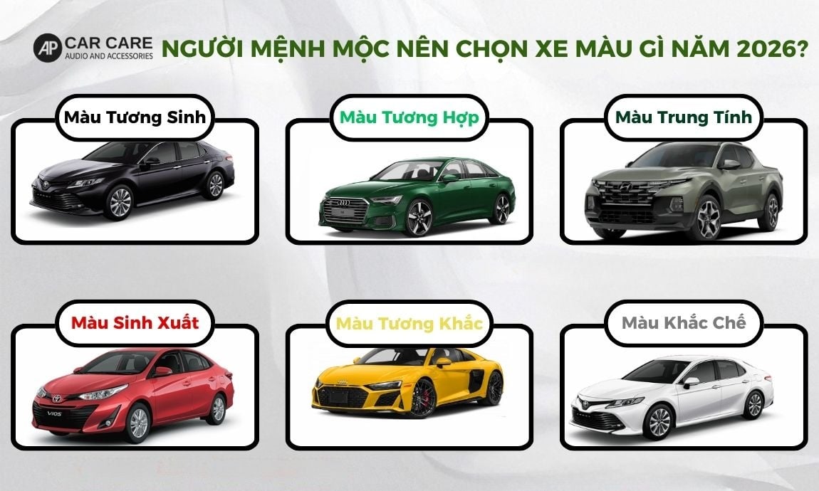 Người mệnh Mộc nên chọn xe màu gì năm 2026
