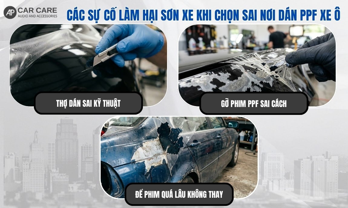 Các sự cố làm hại sơn xe khi chọn sai nơi dán PPF xe ô tô