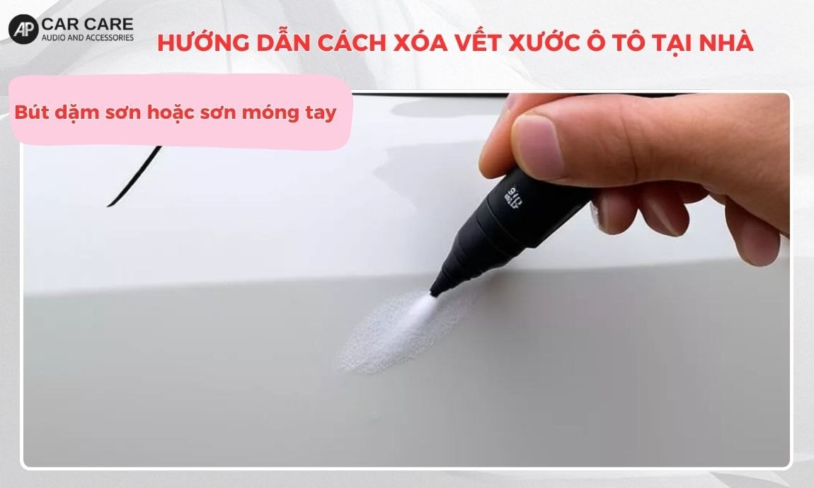 Bút dặm sơn hoặc sơn móng tay (che lấp tạm thời)
