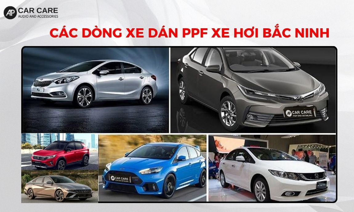 Tổng hợp các dòng xe phổ biến thường dán PPF xe hơi Bắc Ninh