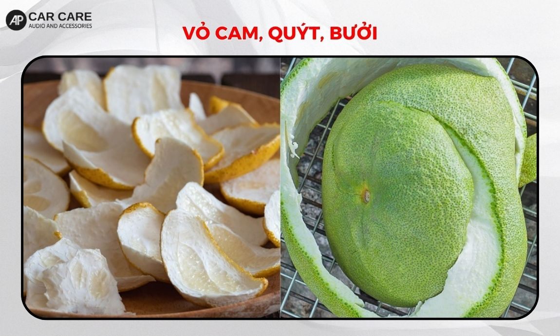 Vỏ cam quýt bưởi khử mùi xe ô tô tiết kiệm