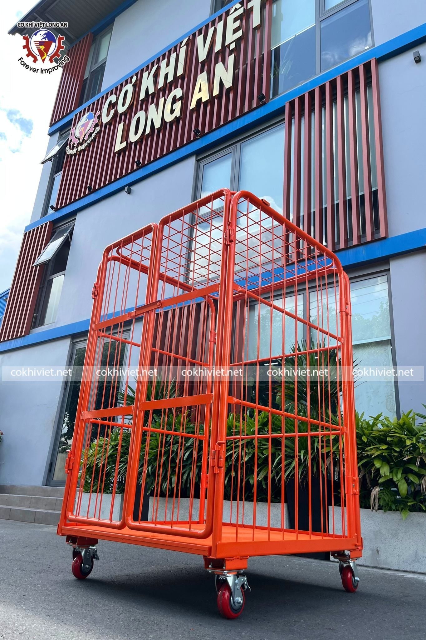 Xe đẩy hàng lồng thép gấp gọn