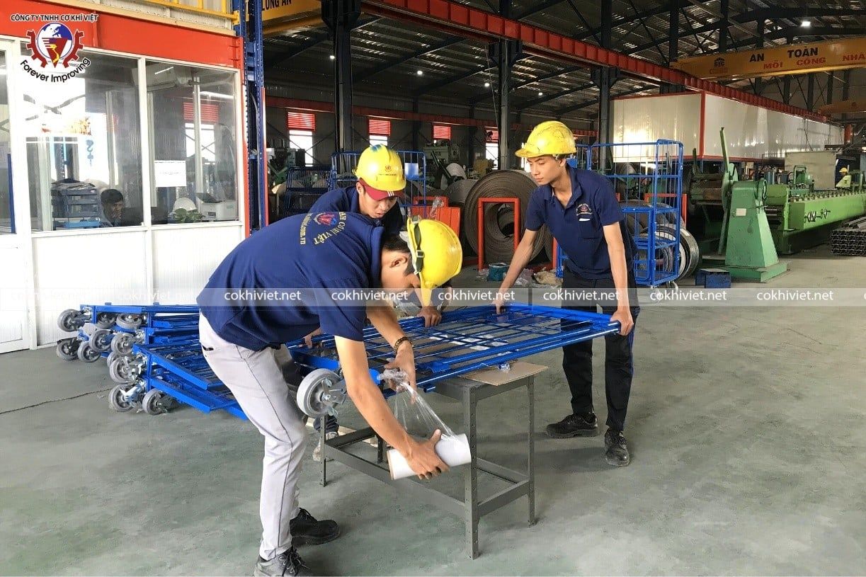 Xe đẩy hàng công nghiệp khung sắt gấp gọn