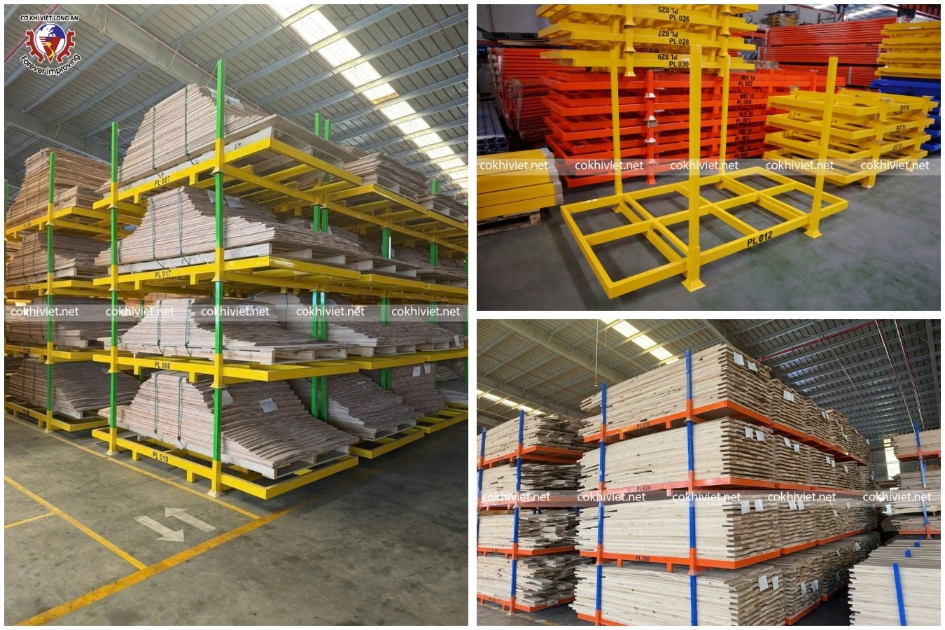 pallet sắt chứa gỗ