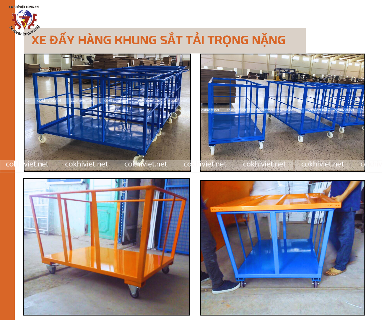 Xe đẩy hàng khung sắt tải trọng nặng