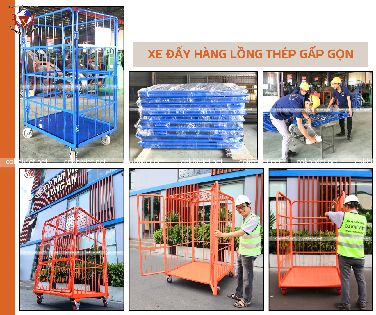Xe đẩy hàng lồng thép gấp gọn
