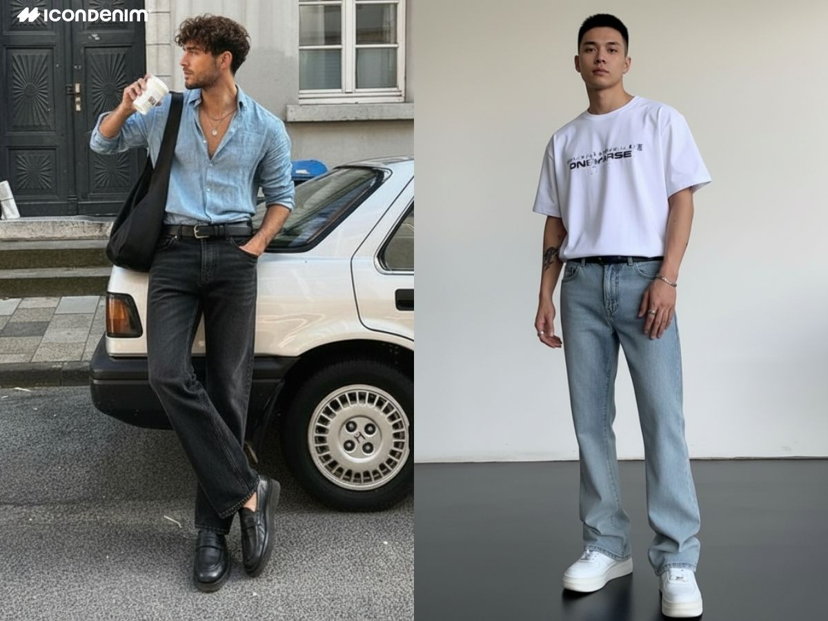 Cân đối tỉ lệ 1/3 và 2/3 hack dáng với quần ống loe cho nam