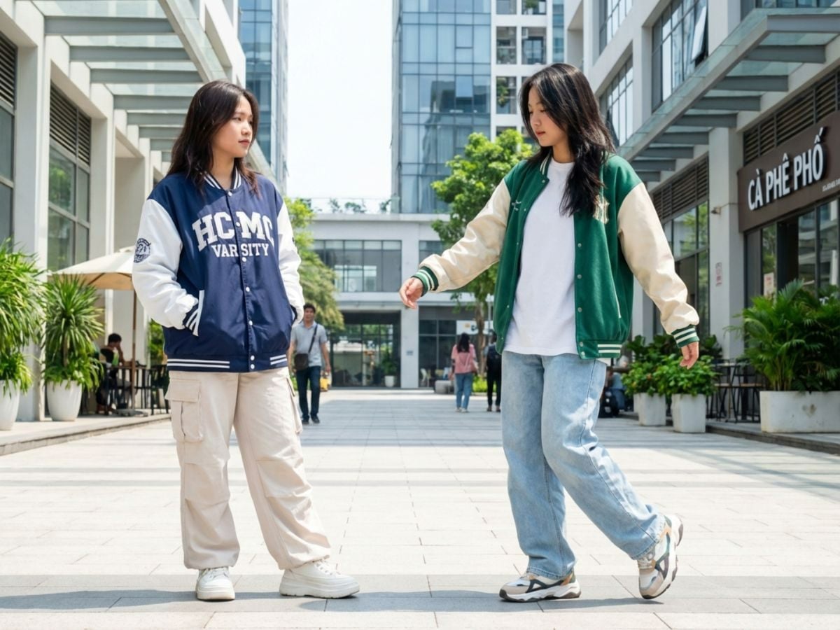 Áo bóng chày phối baggy theo vibe streetwear