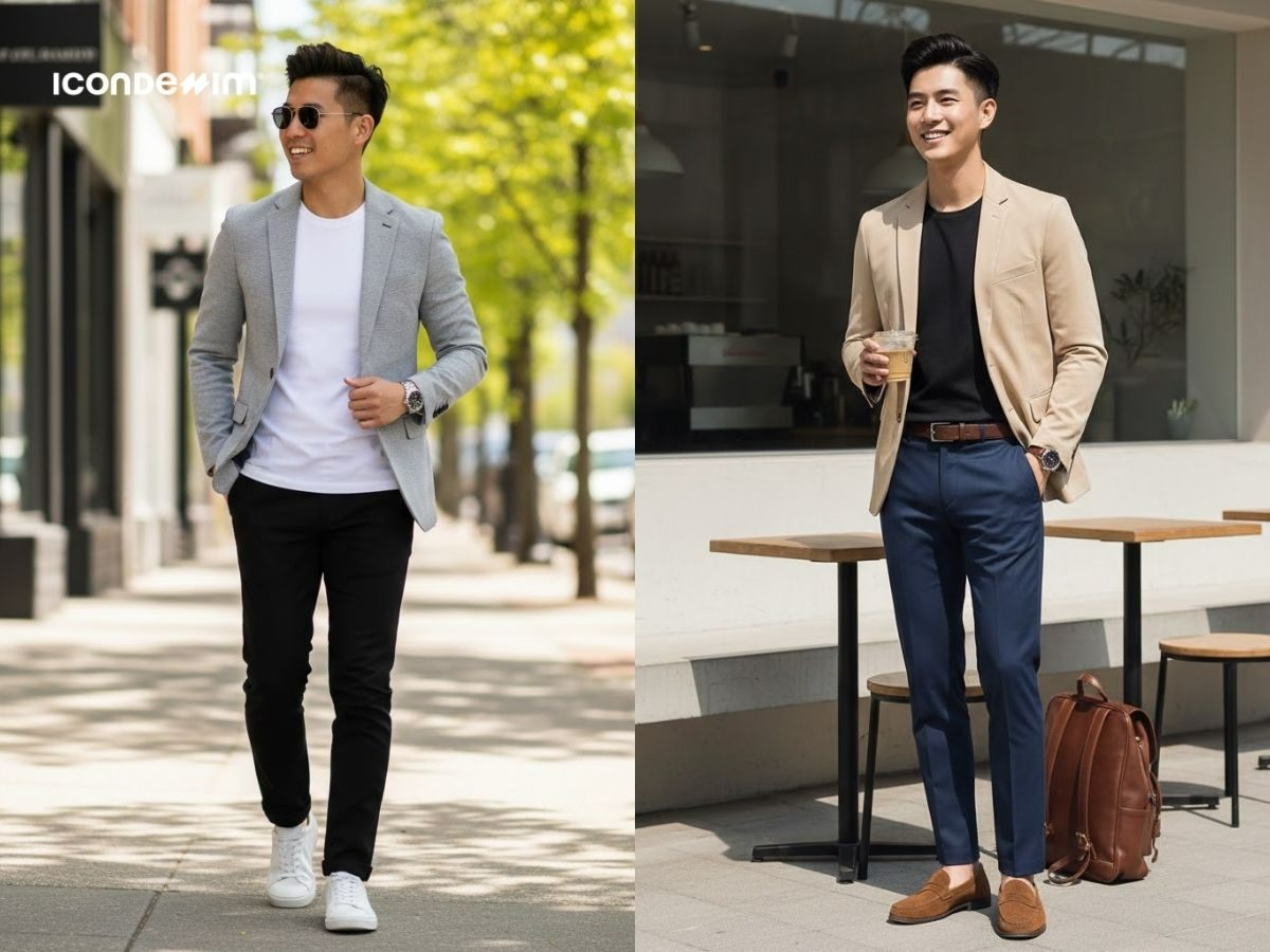 Áo phông với Blazer là điển hình của phong cách smart casual mùa xuân