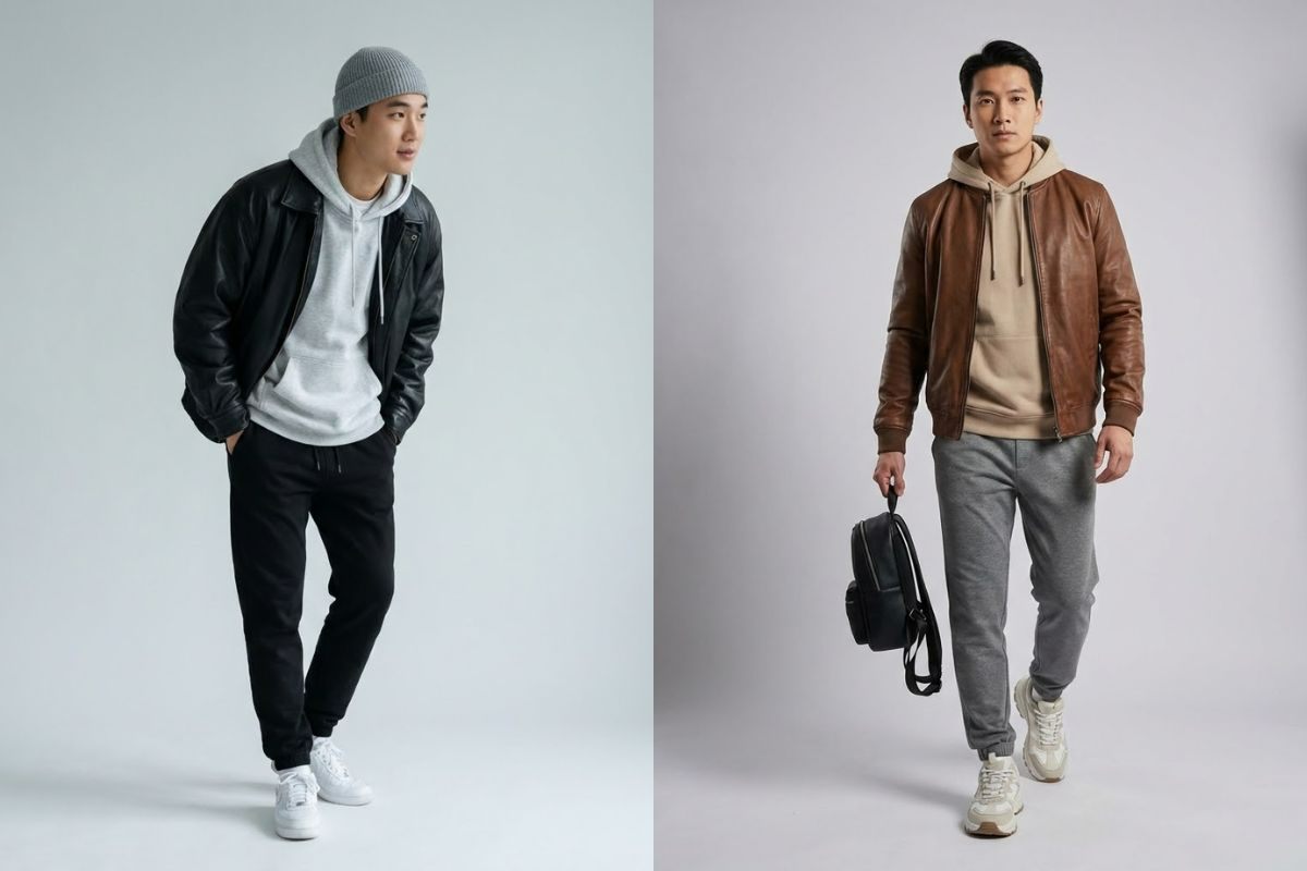 Phối áo khoác da nam phong cách streetwear