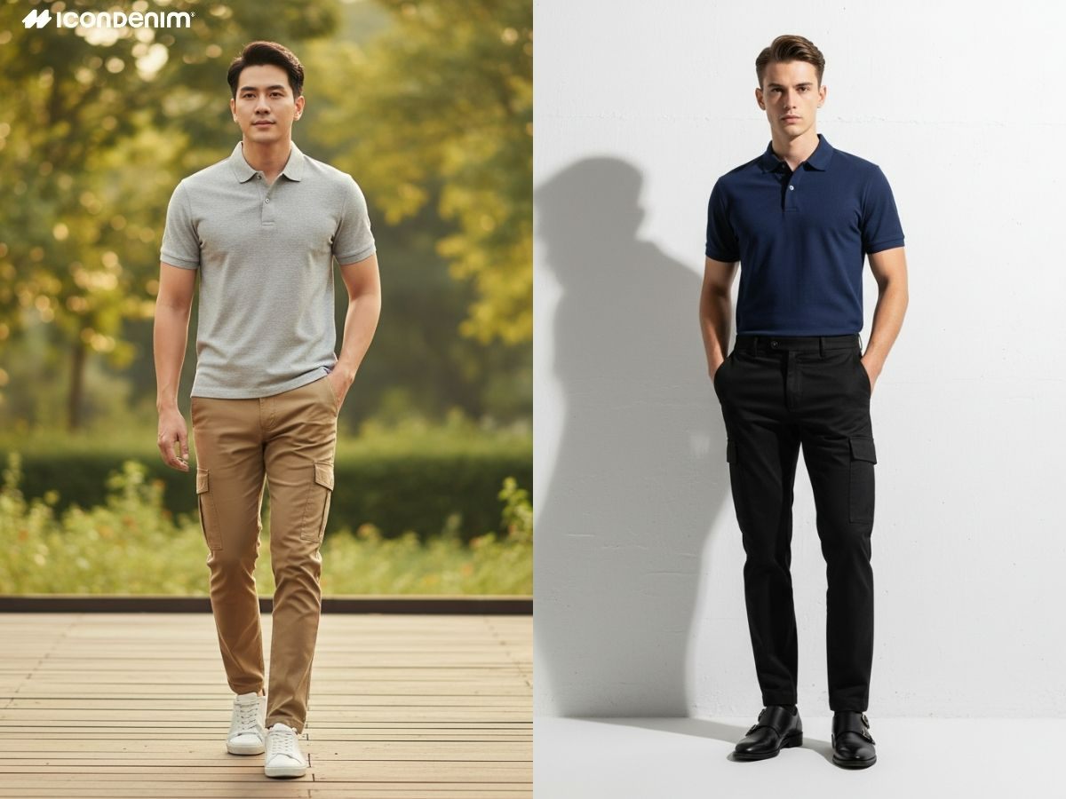 Phối đồ smart casual với cargo và áo polo