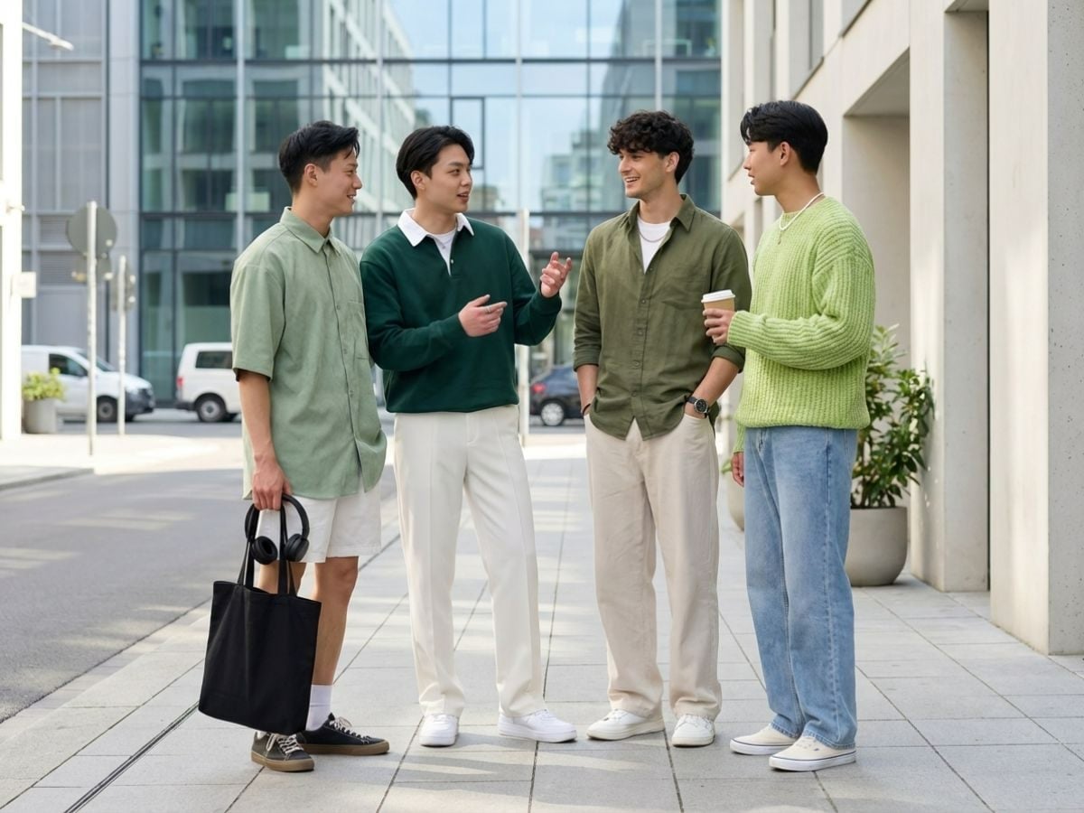 Cân bằng sắc độ trong outfit khi phối màu xanh lá