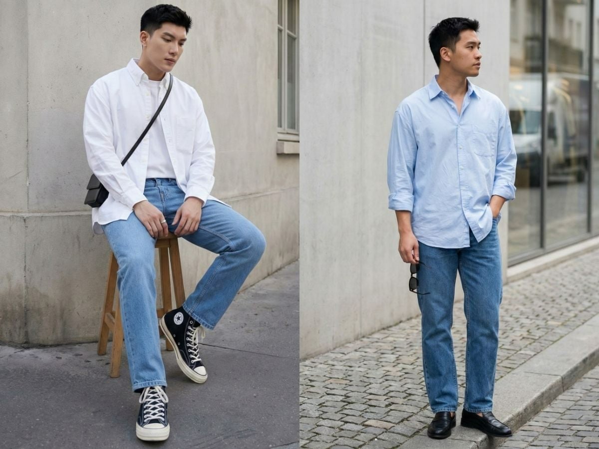 Quần jean ống đứng khi phối đồ che khuyết điểm tốt