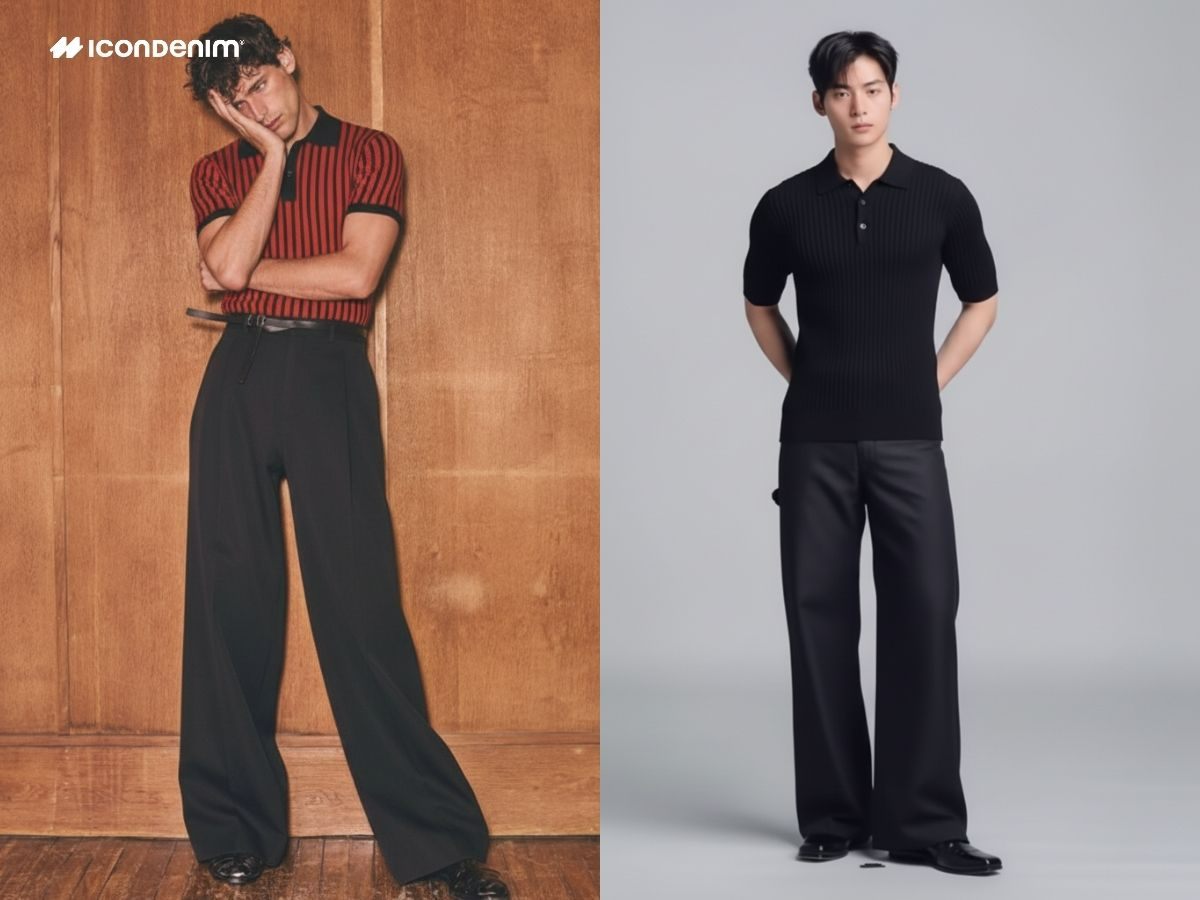 Thanh lịch với áo polo và quần ống loe đen
