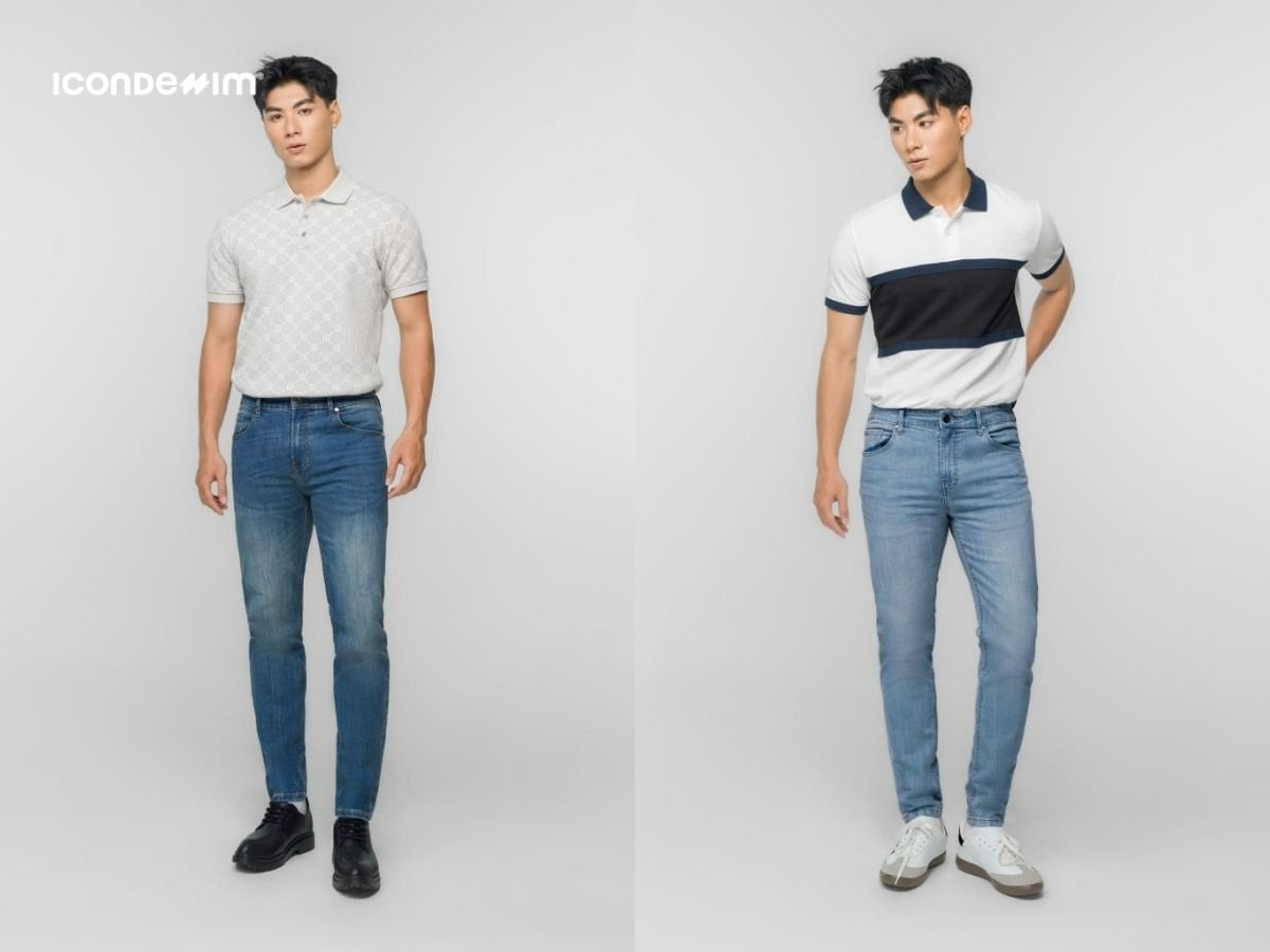 Phối đồ mì ăn liền với áo polo và quần jeans