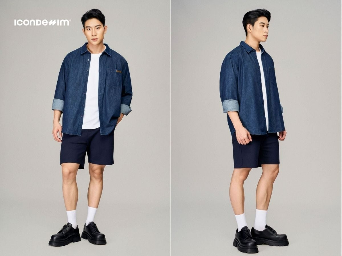 Tự tin xuống phố với áo sơ mi denim, áo thun basic và quần short