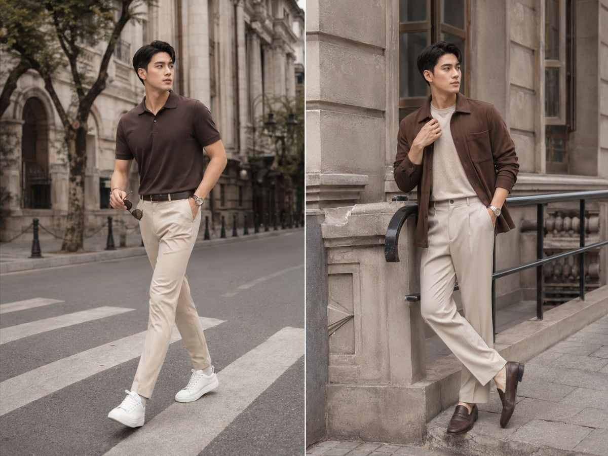 Be phối nâu tạo cảm giác ấm và nam tính