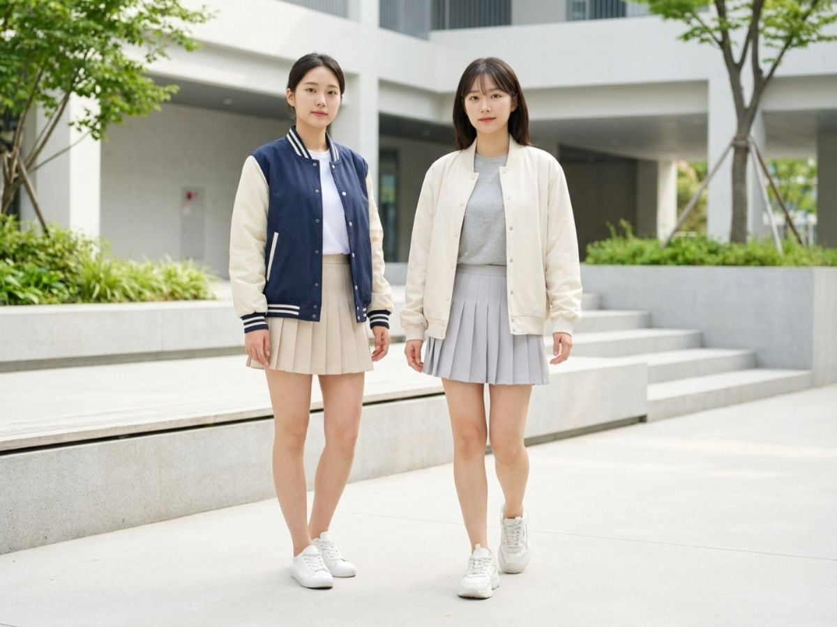 Áo varsity phối váy tennis phong cách học đường