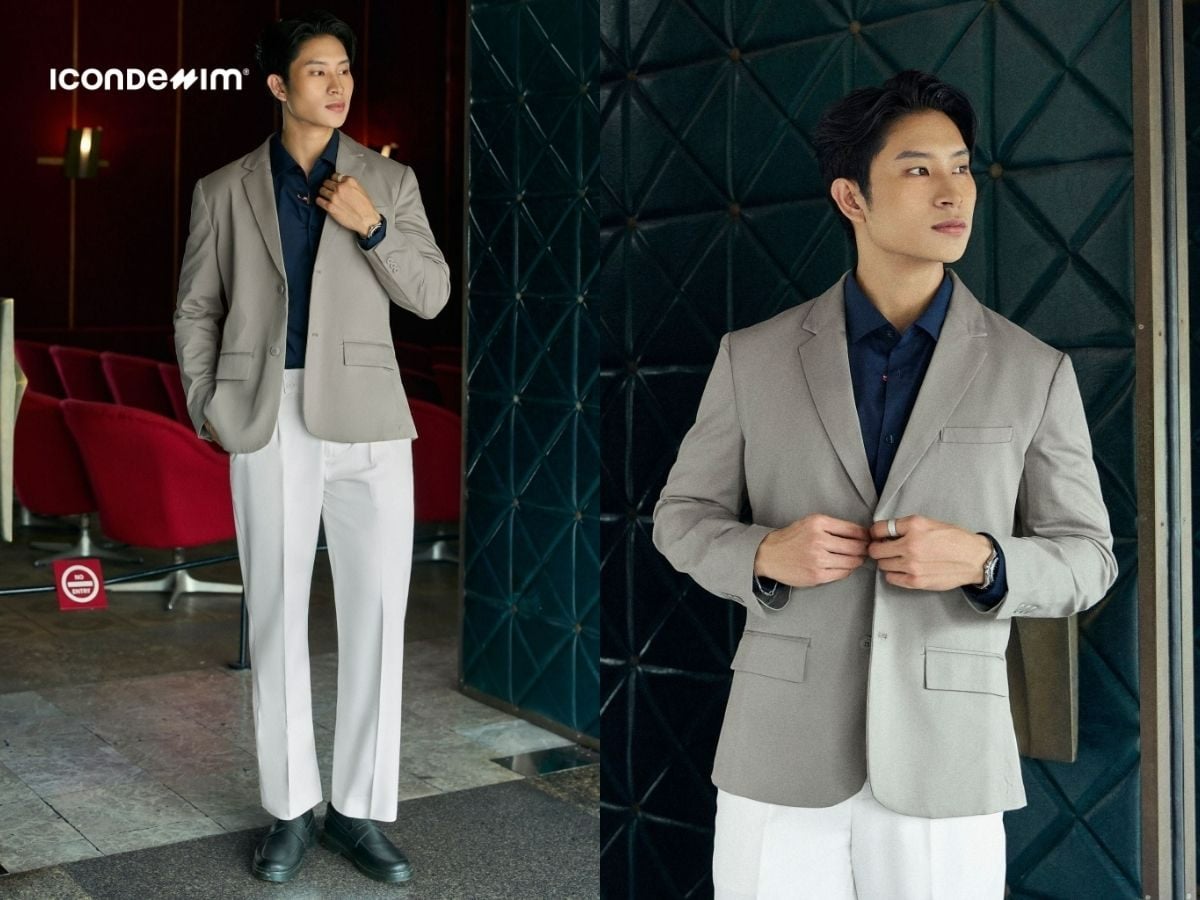 Phối áo sơ mi với blazer và quần tây lịch sự