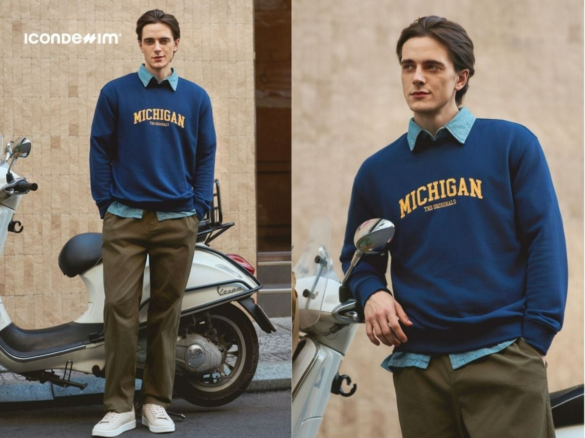 Lịch sự, trẻ trung với áo sơ mi và sweatshirt