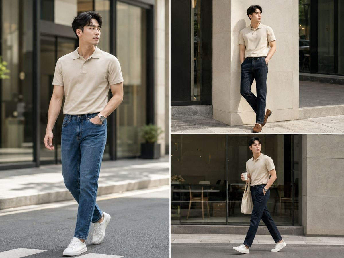 Polo be và jeans mang lại cảm giác trẻ trung