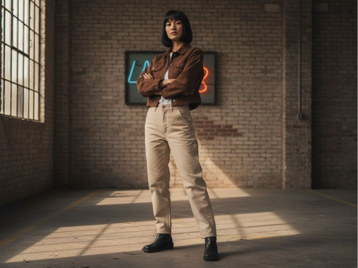 Phối đồ nữ cá tính với áo khoác cropped và quần cạp cao