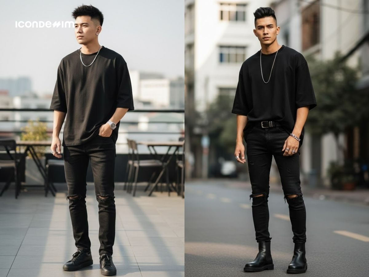Cool ngầu với phong cách all black và phụ kiện