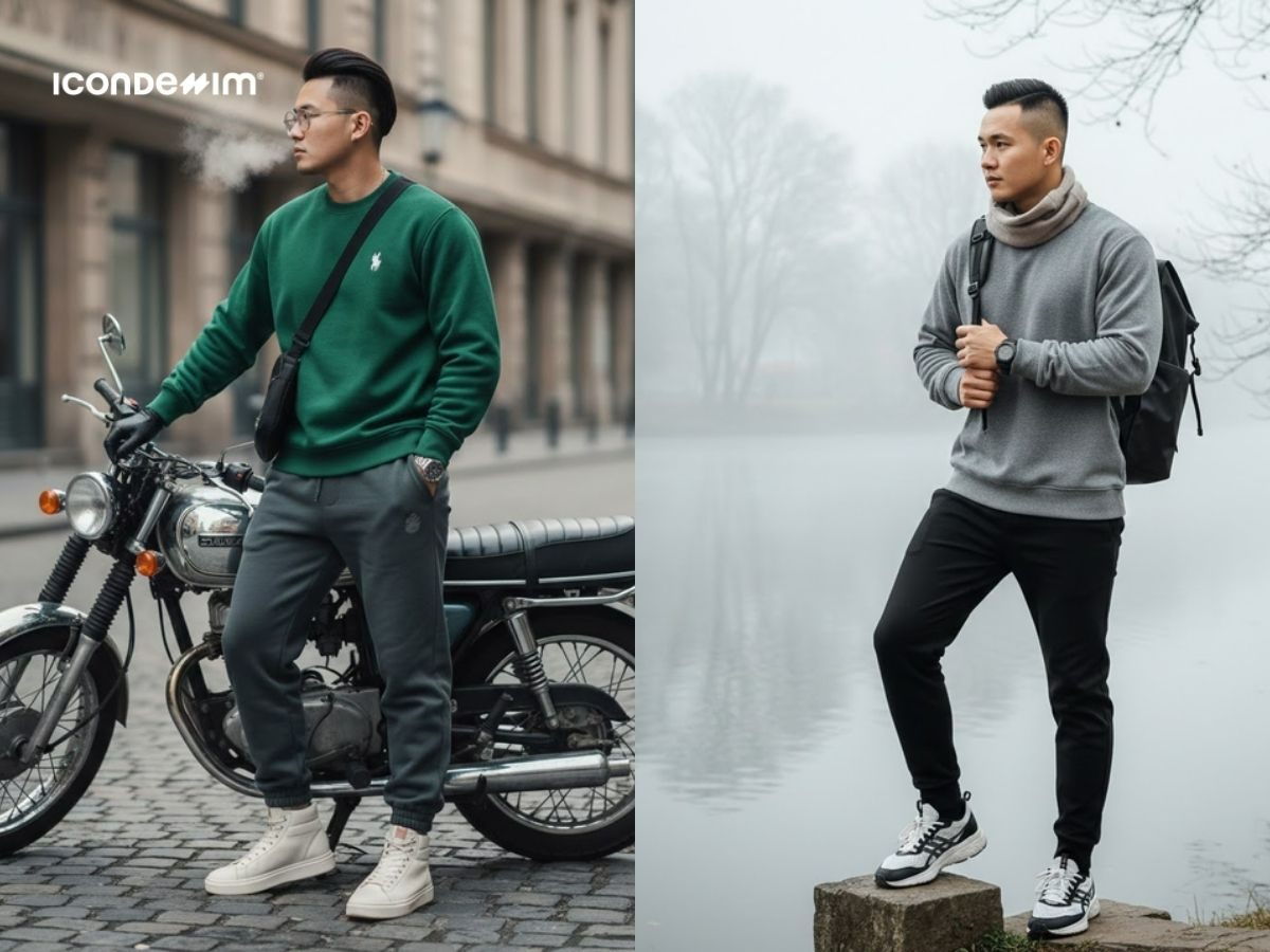 Ấm áp với áo sweater và quần jogger