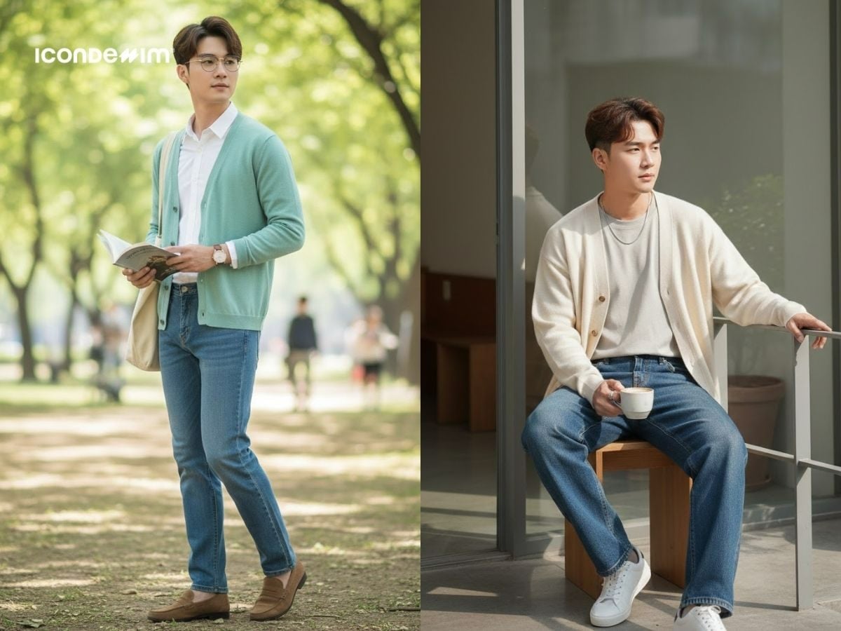 Thư sinh, thanh nhã với quần jeans và áo cardigan