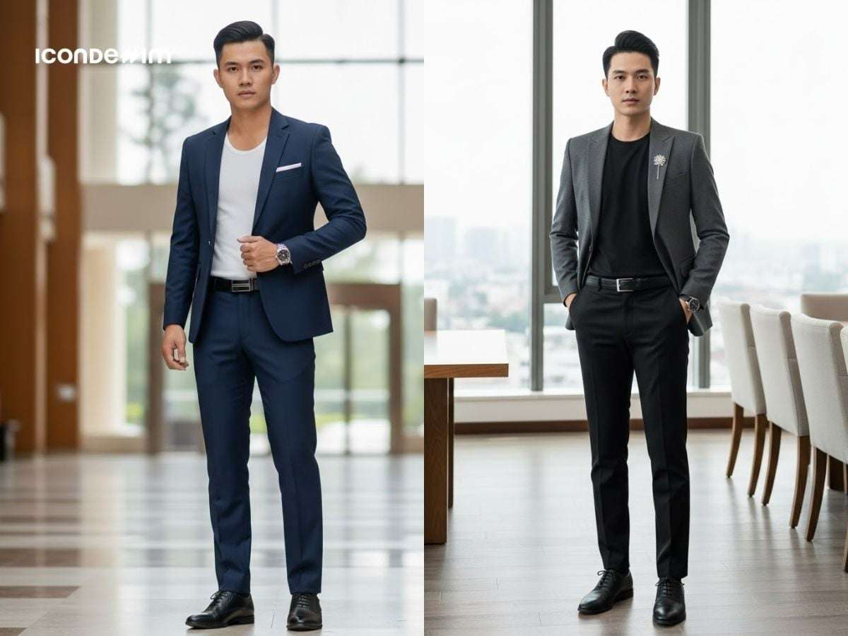 Blazer tối giản với quần tây chỉn chu khi đi chùa cùng gia đình